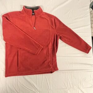 St John's Bay Sweatshirt Mens Large‎ Red Cozy Gym Training Quarter Zip Mock Neck